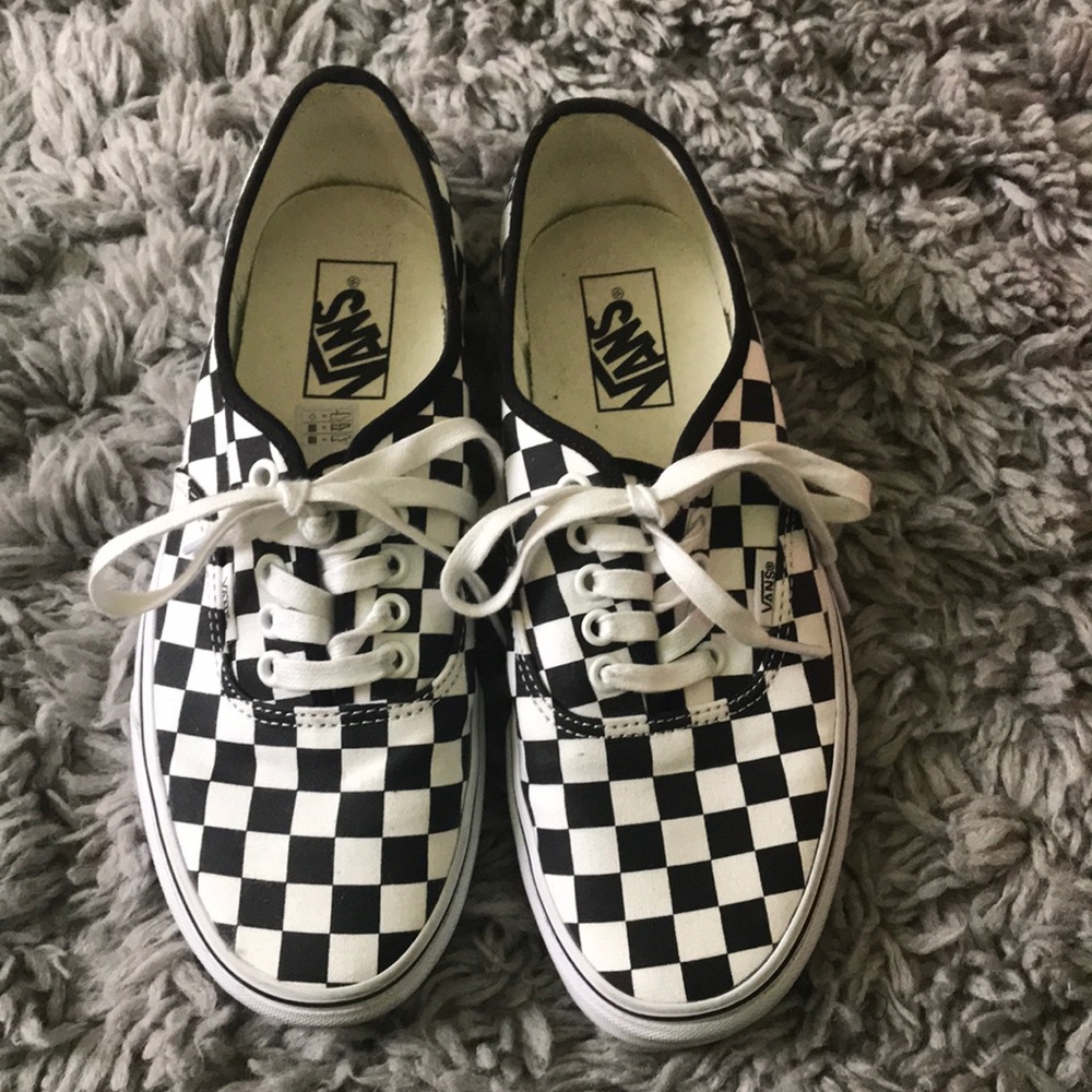 Lace up checkered vans